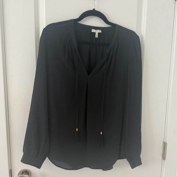 Joie Black Silk Blouse with Tassels - Picture 1 of 4